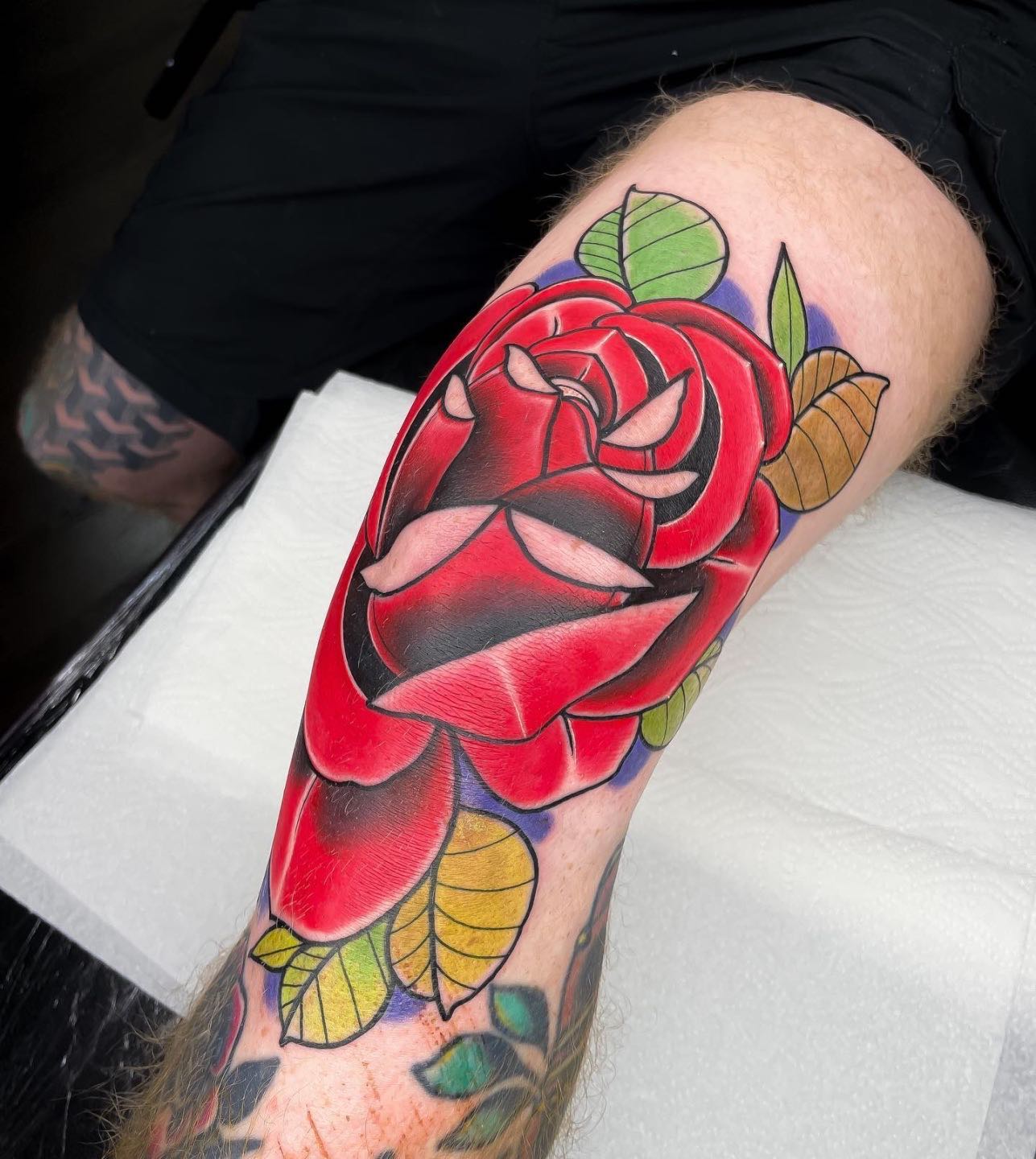 A bright red rose is often used to describe your love and your closeness to someone special in your life. A red tattoo can show your closeness and emotions. Why not dedicate it to your girl or daughter? Red is a color of passion, great for those who want to stay true to their feelings.