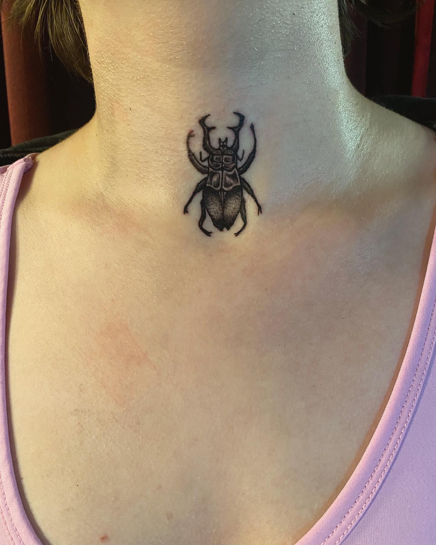  At first glance, this design may look weird to you. However, there are a lot of people who are fond of insects and they do not see any harm in getting an insect tattoo. Also it's the best place to show your interest with a tattoo that is located on your throat.