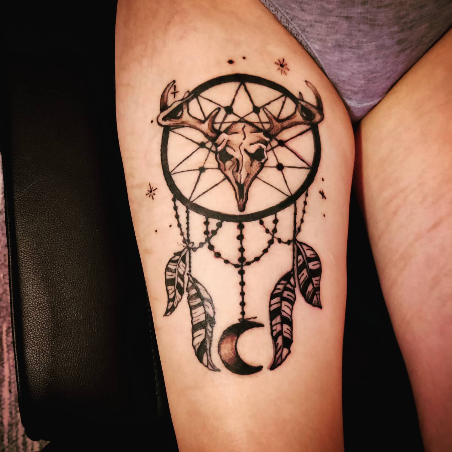 A dream catcher tattoo with a deer skull is a symbol of luck and good fortune. It is believed that the deer represents abundance, fertility, and good health. A dream catcher tattoo with a deer skull can help you have all three of those things in your life.