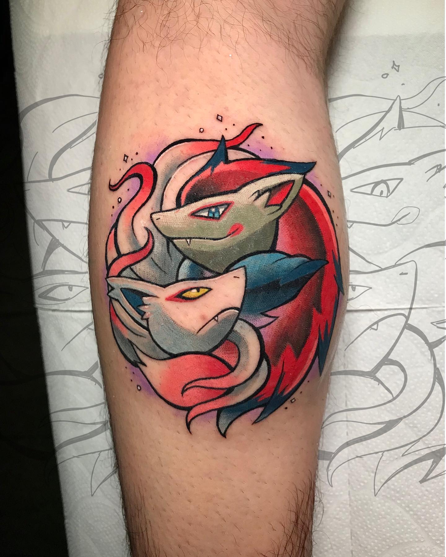 Zoroark tattoo is a mythical Pokémon. It's a shape-shifter, and can transform into a human or Pokémon, although it's prefers to stay in his Pokémon form. You need to get the tattoo of this character which has an ability to sense if an individual is lying or not.
